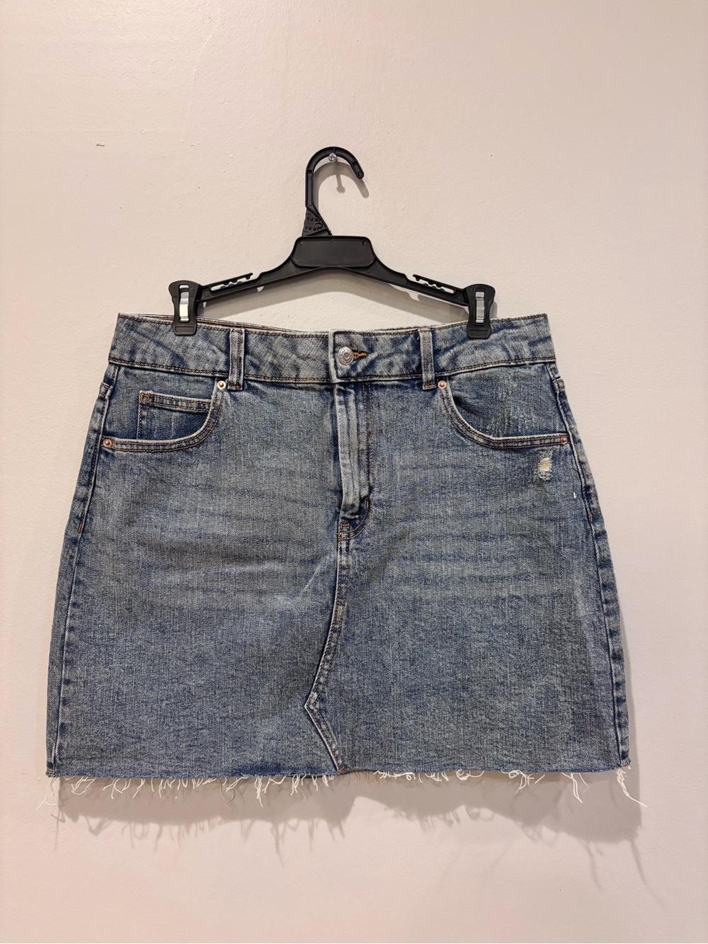 wild fable Light Blue Denim Mini Skirt with Frayed Hem